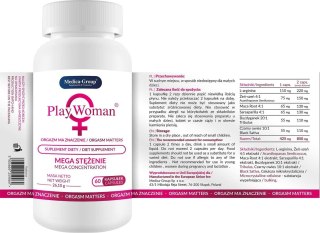 PlayWoman 60 kaps.– suplement diety na pobudzenie libido i orgazm dla kobiet