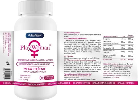 PlayWoman 60 kaps.– suplement diety na pobudzenie libido i orgazm dla kobiet