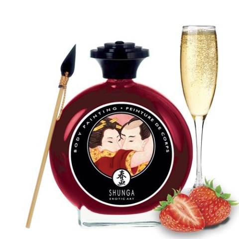 Jadalna farbka do ciała Shunga - Strawberries & Champagne Bodypaint 100 ml