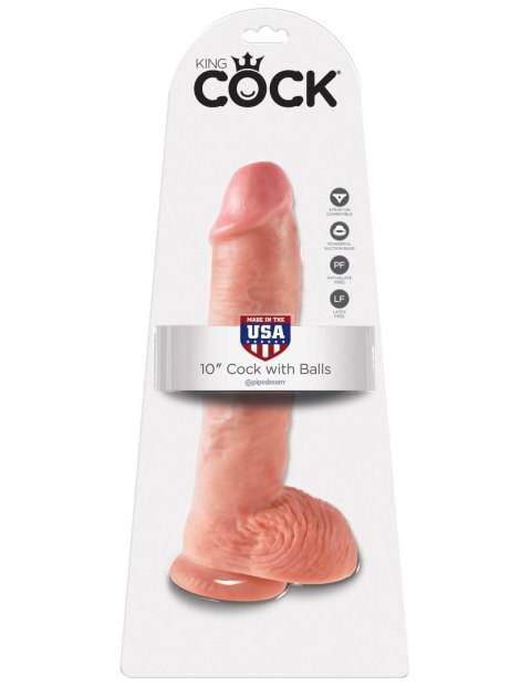 Dildo King Cock 10" Cock with Balls Flesh