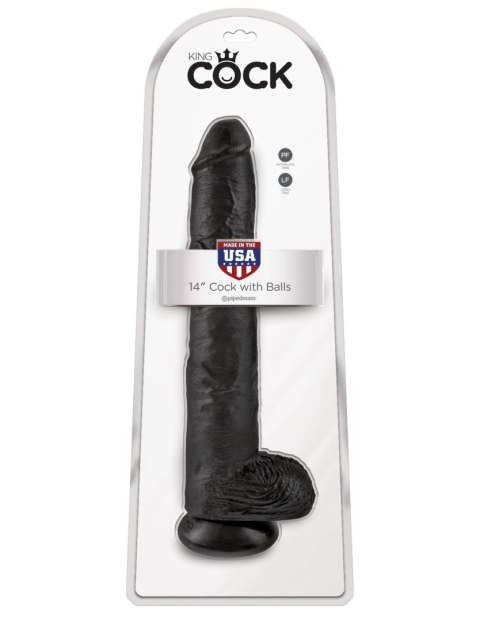 Dildo King Cock 14" Cock with Balls Black