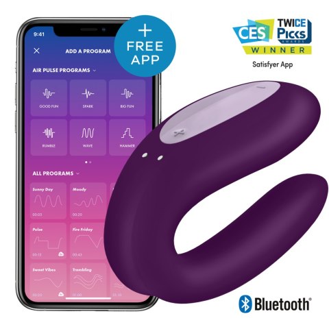 Stymulator Satisfyer Double Joy Violet incl. Bluetooth and App