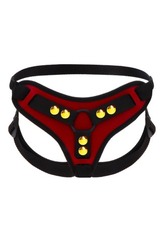 Taboom Strap-On Harness - czerwona uprząż do dilda z 2 pierścieniami