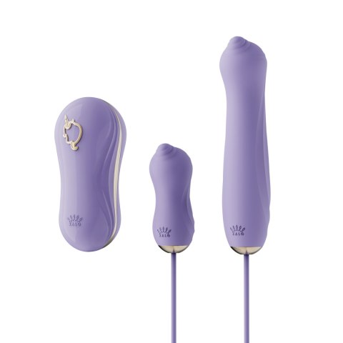 Zestaw Stymulator łechtaczki i dwa wibratory Zalo Unicorn Set Berry Violet
