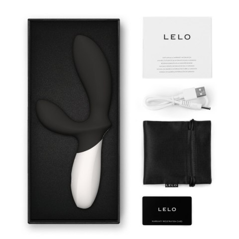 LELO Loki Wave 2 Black – zestaw zawierający ładowarkę USB, satynowe etui i instrukcję obsługi