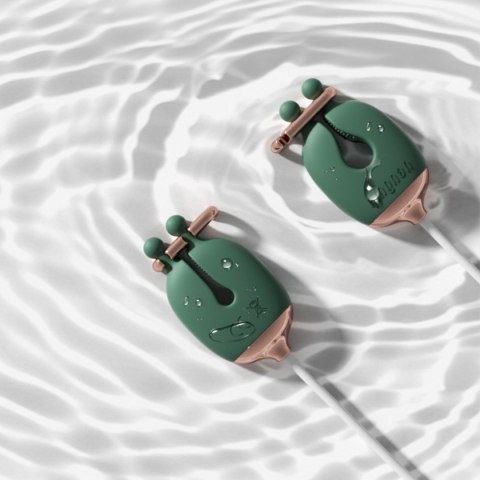 Wibrujące Klamerki Na Sutki Wraz z Obrożą i Smyczką. Qingnan