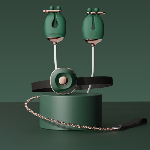 Wibrujące Klamerki Na Sutki Wraz z Obrożą i Smyczką. Qingnan