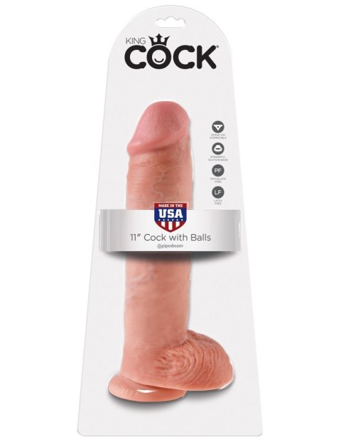 Dildo King Cock 11" Cock with Balls Flesh