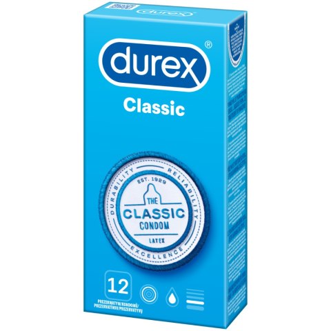 Durex Classic 12 szt. – Klasyczne prezerwatywy Easy-On, komfort i ochrona
