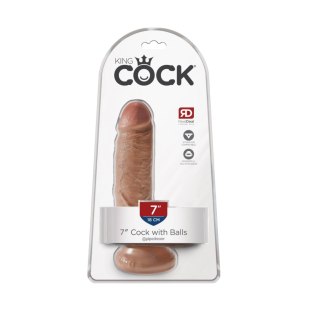 Dildo King Cock with Balls Pipedream 7 Tan