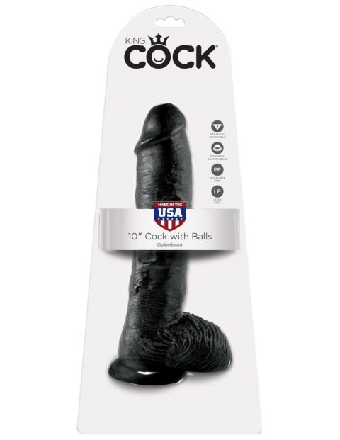 Dildo King Cock 10" Cock with Balls Black