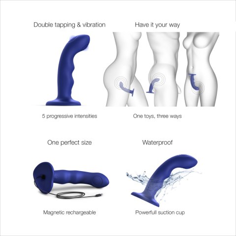 Wibrujący Strap-on-me Tapping Dildo Wave Night Blue