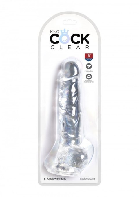 Dildo King Cock 8 Inch Cock with Balls Transparant