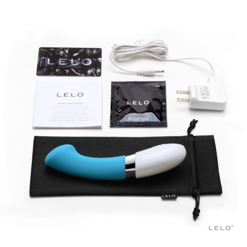 LELO Gigi 2 Turquoise Blue – zestaw zawierający ładowarkę USB, satynowe etui i instrukcję obsługi