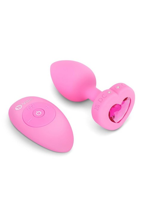 Wibrujący korek analny b-Vibe Vibrating Heart Shape Jewel Plug S/M Pink