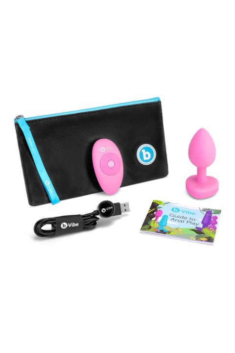Wibrujący korek analny b-Vibe Vibrating Heart Shape Jewel Plug S/M Pink