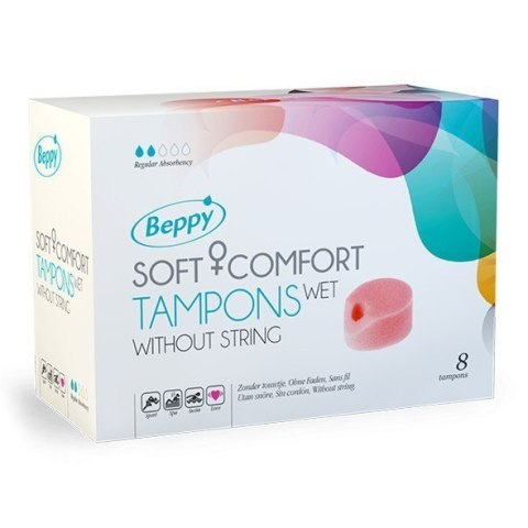 Beppy Soft Comfort Tampons Wet – nawilżane tampony bez sznurka (8 szt.)