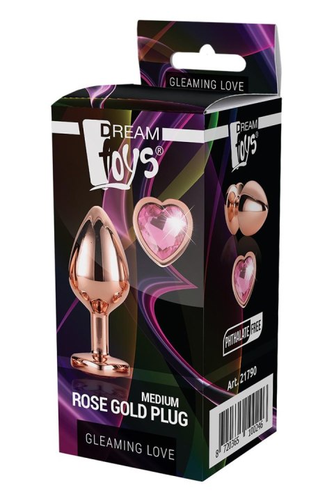 DREAMTOYS KOREK ANALNY GLEAMING LOVE ROSE GOLD PLUG MEDIUM
