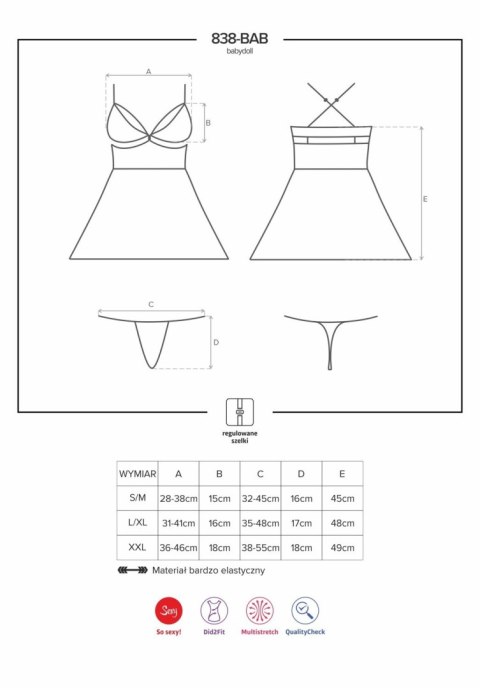 Babydoll czerwony XXL 838-BAB-3