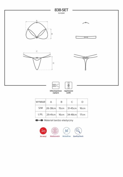 Komplet 2-częściowy czerwony S/M 838-SET-3