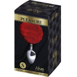 Alive korek analny z ogonkiem Metal Anal Fluffy Plug Red L