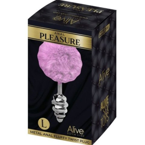 Alive korek analny z ogonkiem Metal Anal Fluffy Twist Plug Lila L