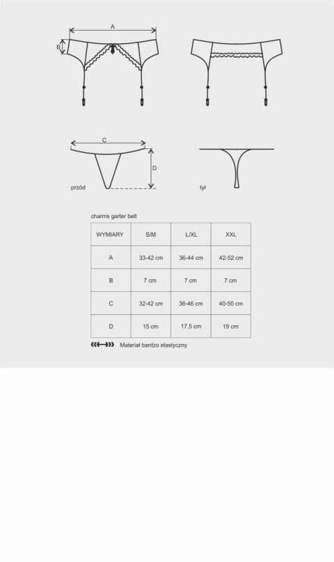 Obsessive Charms pas do pończoch czarny