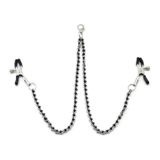 Liebe Seele klamerki na sutki Black Beads Chains & Nipple Clamps