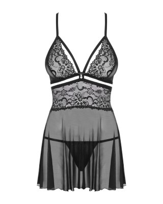 Babydoll Ze Stringami Czarny 2Xl/3Xl Obsessive