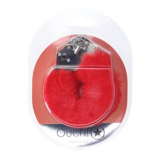Ouch! kajdanki Heavy-duty Fluffy Handcuffs Red