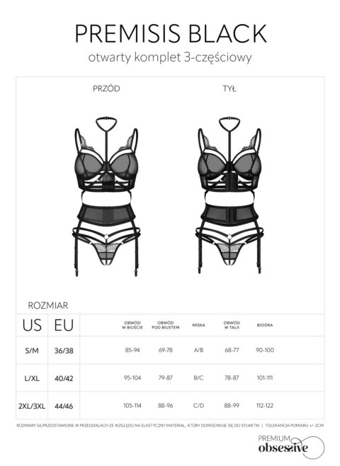 Komplet 3-częściowy Premisis Black S/M Obsessive Premium