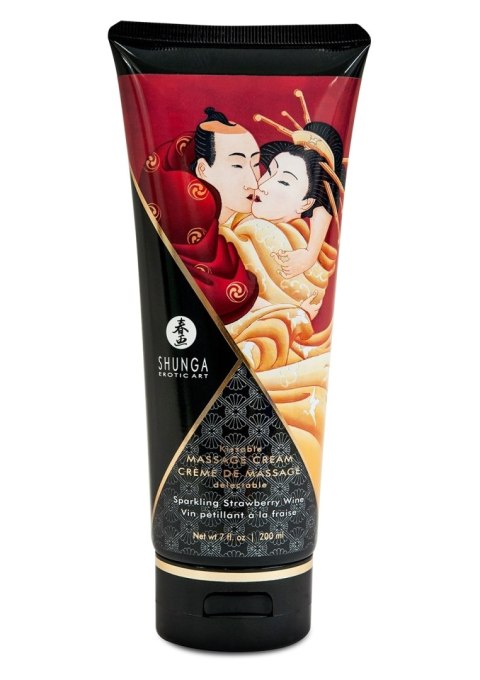 Jadalny krem do masażu o smaku szampana z truskawkami Shunga Kissable Massage Cream Sparkling Strawberry Wine 200 ml