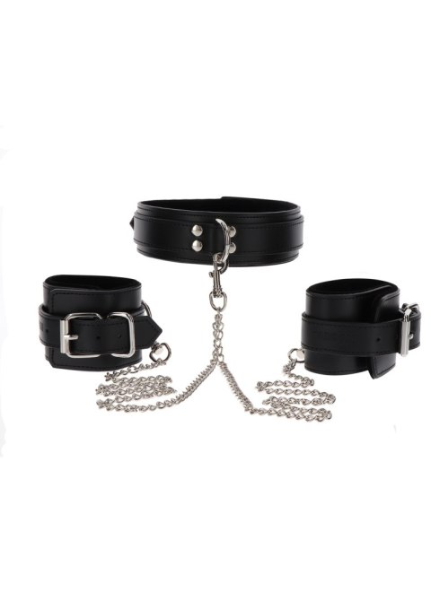 Obróżka Z Kajdankami Heavy Collar And Wrist Cuffs Black Taboom