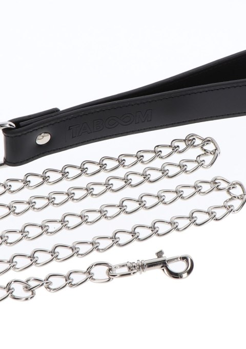 Obróżka Ze Smyczą Elegant Collar And Chain Leash Black Taboom