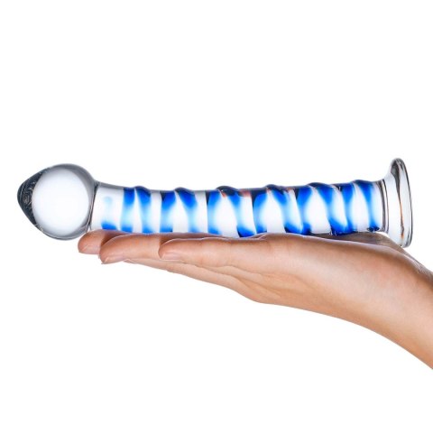 Szklane Dildo Z Niebieską Spiralą Dookoła Blue Spiral S Dildo Glas