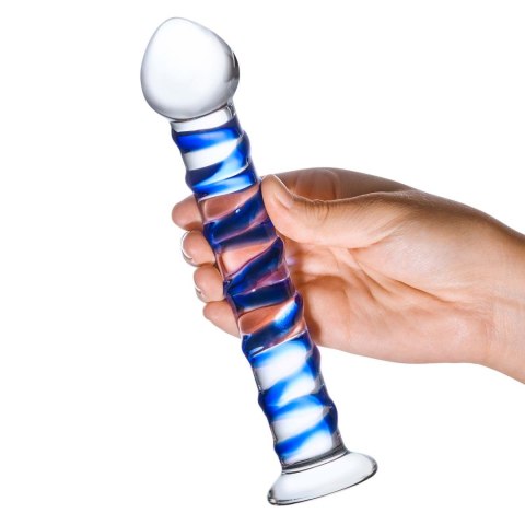Szklane Dildo Z Niebieską Spiralą Dookoła Blue Spiral S Dildo Glas