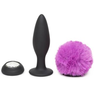 Wibrująca Zatyczka Z Ogonkiem I Kryształkiem Vibrating Butt Plug Black Medium Happy Rabbit