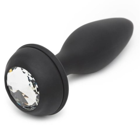 Wibrująca Zatyczka Z Ogonkiem I Kryształkiem Vibrating Butt Plug Black Medium Happy Rabbit