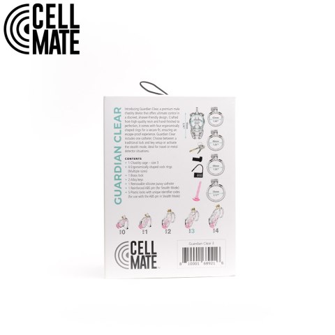 Pas cnoty Guardian Chastity Cage Clear Size 3 CELLMATE