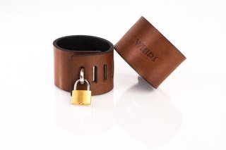 Kajdanki z kłódką brązowe L Primal Bond Whips