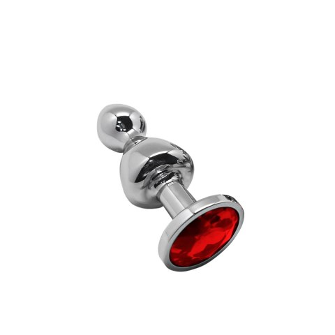Korek analny Lollypop Double Ball Metal Plug L Red Wooomy