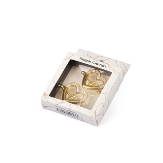 Klamerki Heart-shaped Nipple Clamps with Rhinestones Liebe Seele