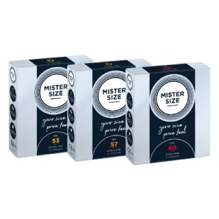 Zestaw prezerwatyw Test-Set 53-57-60 3 Condoms Mister.Size