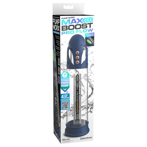 Pompka do penisa Max Boost Pro Flow - Blue/Clear Pump Worx