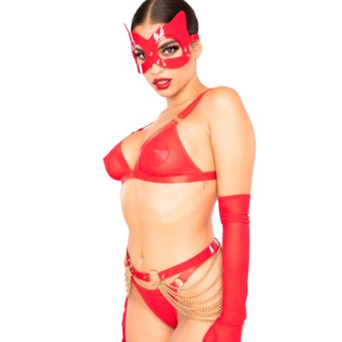 Maska na oczy High Gloss Cat Mask Red/Gold Kinky Diva
