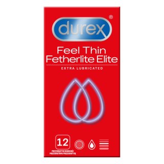 Prezerwatywy Lateksowe Cieńsze Z Dodatkowym Żelem Fetherlite Elite 12 Szt. Durex