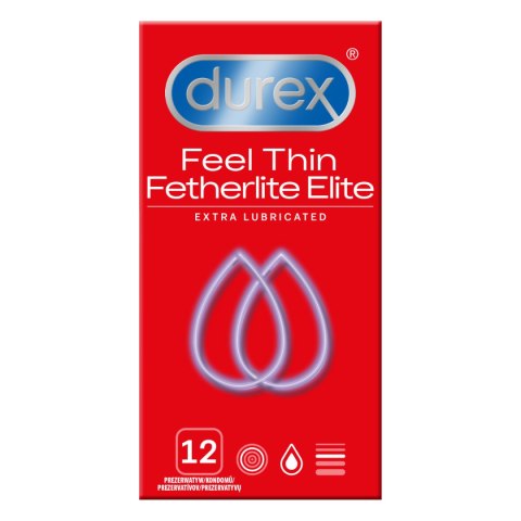 Prezerwatywy Lateksowe Cieńsze Z Dodatkowym Żelem Fetherlite Elite 12 Szt. Durex