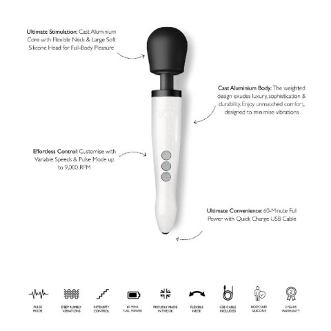 Wibrator różdżka Die Cast R Rechargeable Wand Massager White Doxy