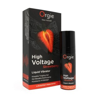 Wibrator w płynie High Voltage Strawberry 15ml Orgie