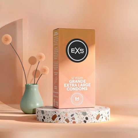 EXS Grande 64mm - Prezerwatywy Extra Large 12 sztuk, szeroki rozmiar